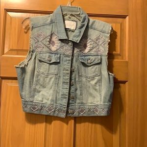 Pastel aztec print jean vest